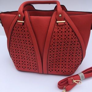 Red tote purse